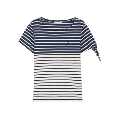 Shop Jw Anderson Striped Cotton T-shirt In Navy