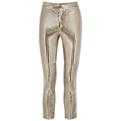 Shop Isabel Marant Novida Striped Leather Trousers In Silver