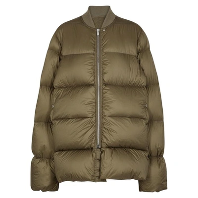 Shop Rick Owens Flight Olive Quilted Shell Coat In Green