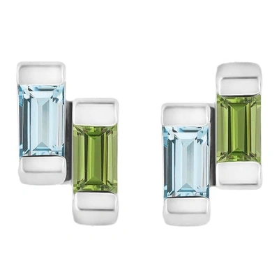 Neola Anais Sterling Silver Stud Earrings With Blue Topaz & Peridot