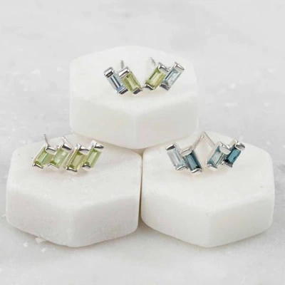 Neola Anais Sterling Silver Stud Earrings With Blue Topaz & Peridot