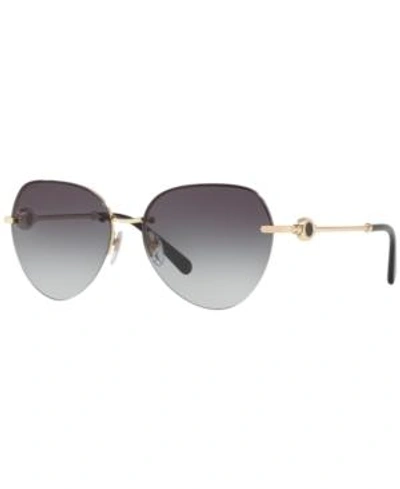 Shop Bvlgari Sunglasses, Bv6108 58 In Pale Gold / Grey Gradient