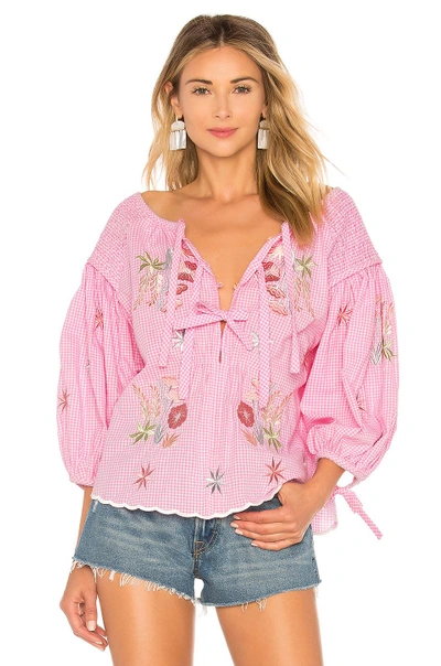 Shop Innika Choo The Night Garden Smock Top In Pink