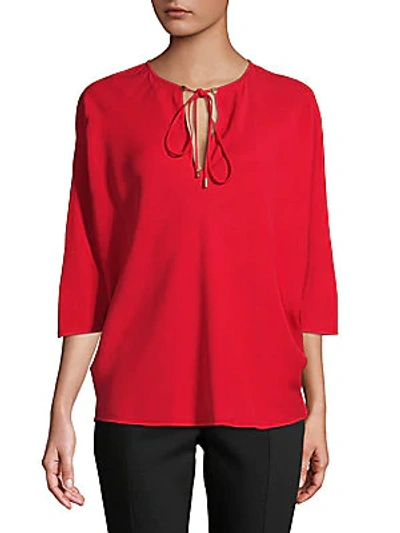 Shop Lanvin Haut Self-tie Blouse In Red