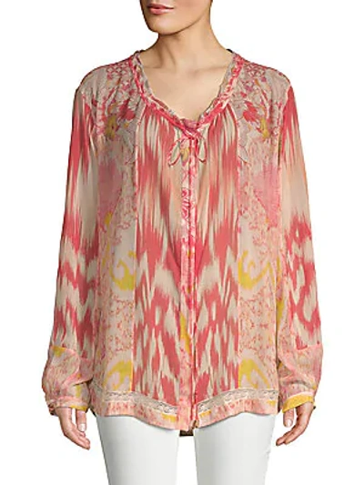 Shop Roberto Cavalli Printed Silk Blouse In Coral