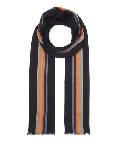 Shop Paul Smith Artist Stripe Middle Scarf In Navy