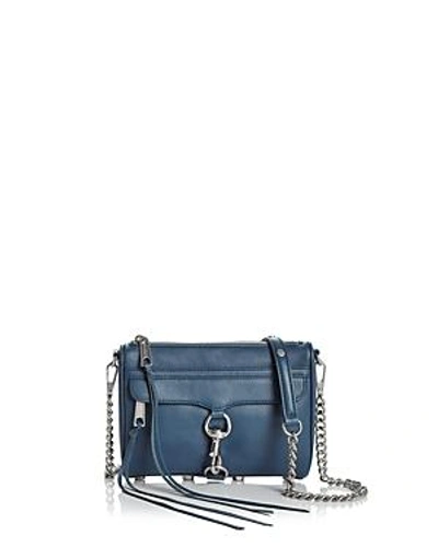 Shop Rebecca Minkoff Mini Mac Leather Crossbody In Octavio Blue/silver