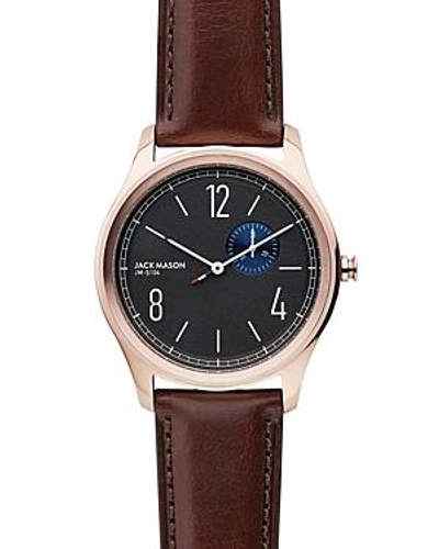 Shop Jack Mason Slim Dark Brown Strap Watch, 42mm In Gray/brown
