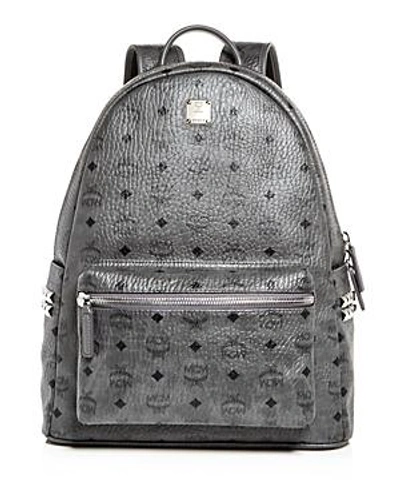 Shop Mcm Visetos Medium Stark Studded Backpack In Phantom Gray