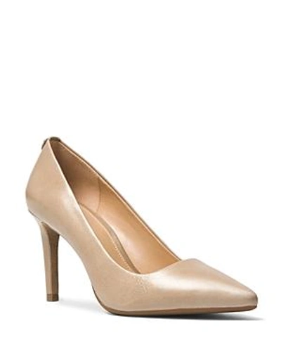 Shop Michael Michael Kors Dorothy Flex Leather Pointed Toe High-heel Pumps In Oyster