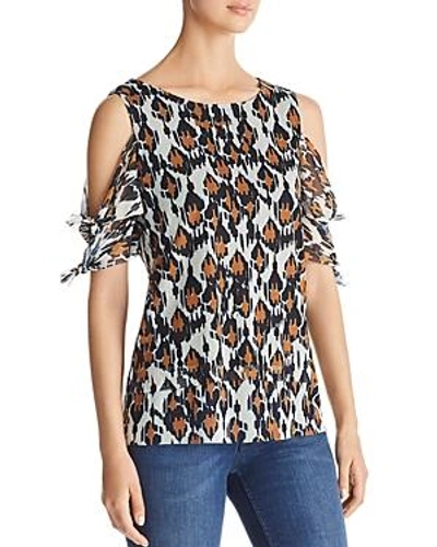 Shop Love Scarlett Graphic Leopard Cold-shoulder Top - 100% Exclusive In Chickpea Combo