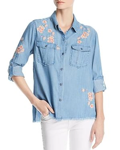 Shop Billy T Embroidered Button-down Top In Blue Embroidered