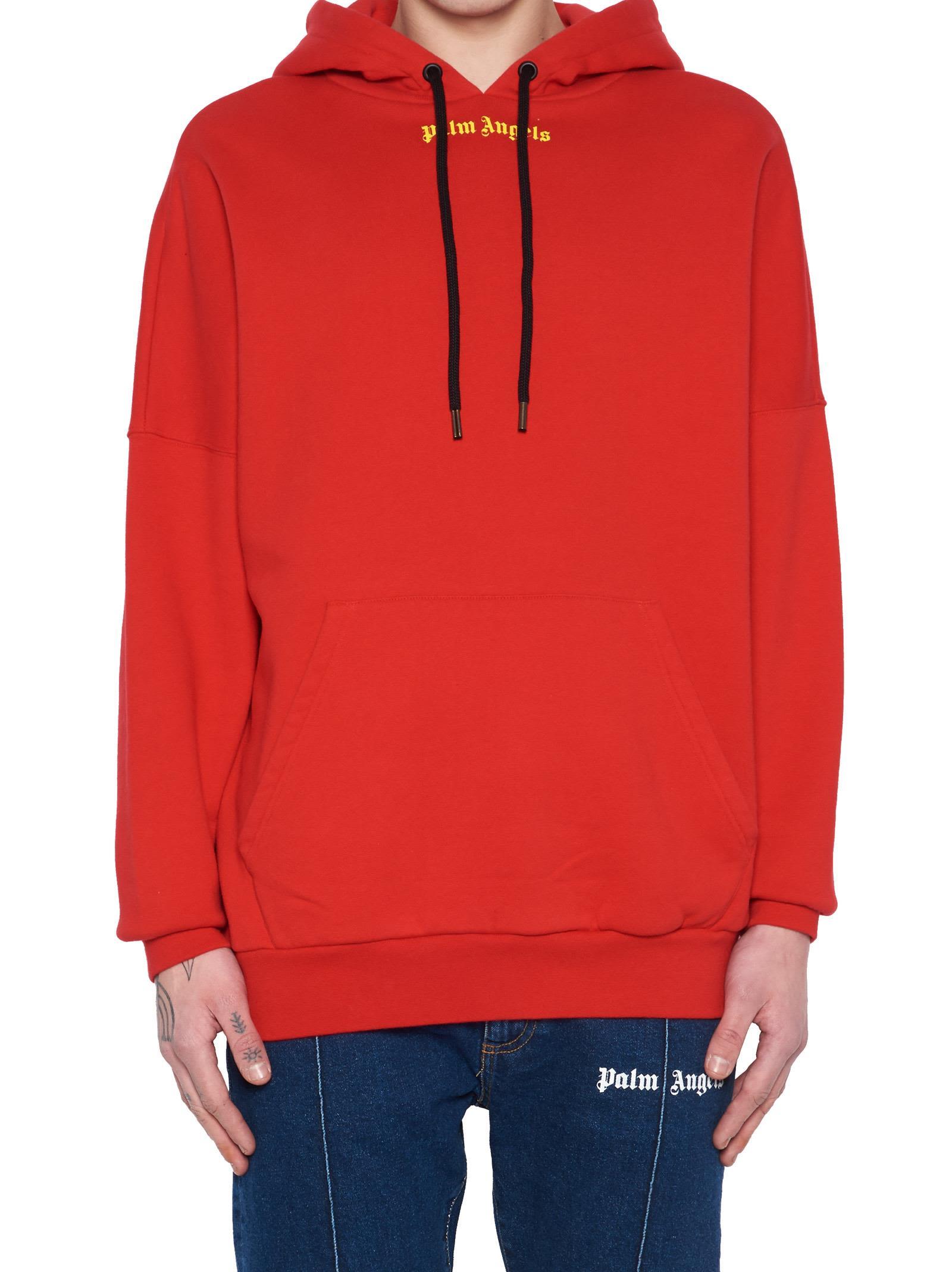 palm angels red hoodie