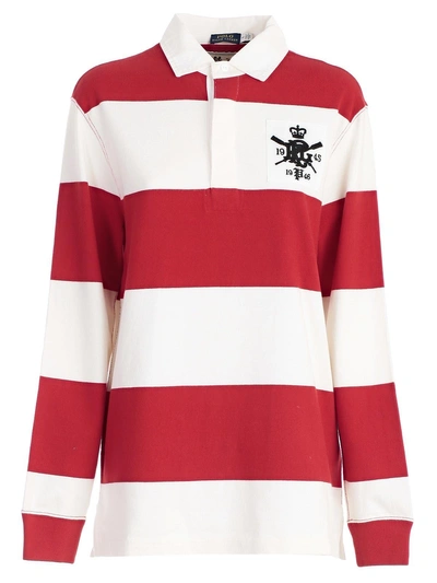 Shop Polo Ralph Lauren Striped Rugby Top In Red Deckwash White
