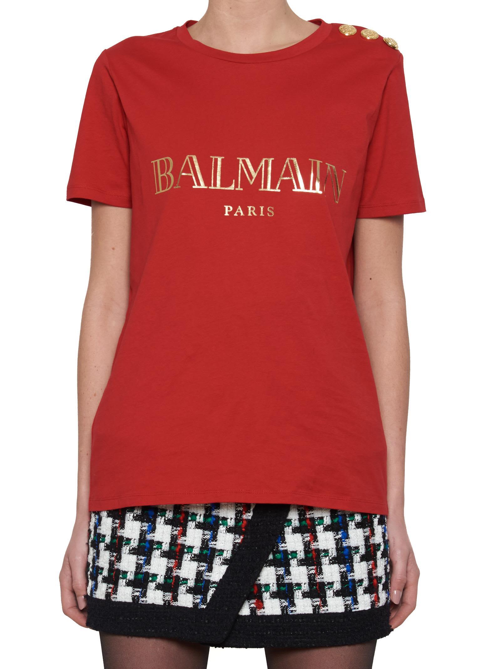 red balmain t shirt
