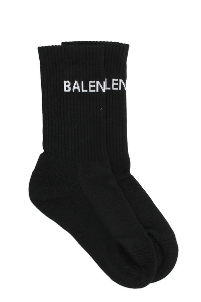 Shop Balenciaga Logo Black Cotton Socks