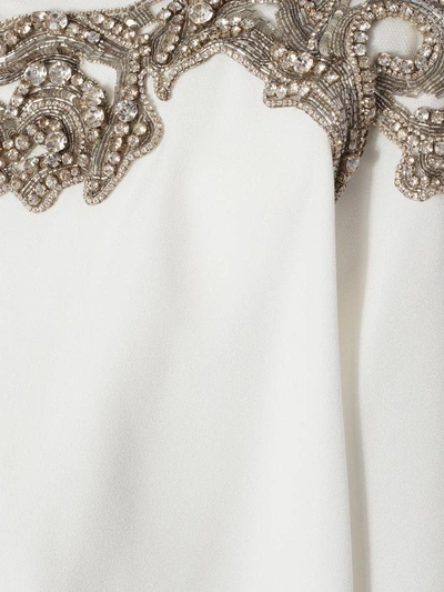 Shop Alexander Mcqueen Embroidered Evening Dress In Ivory
