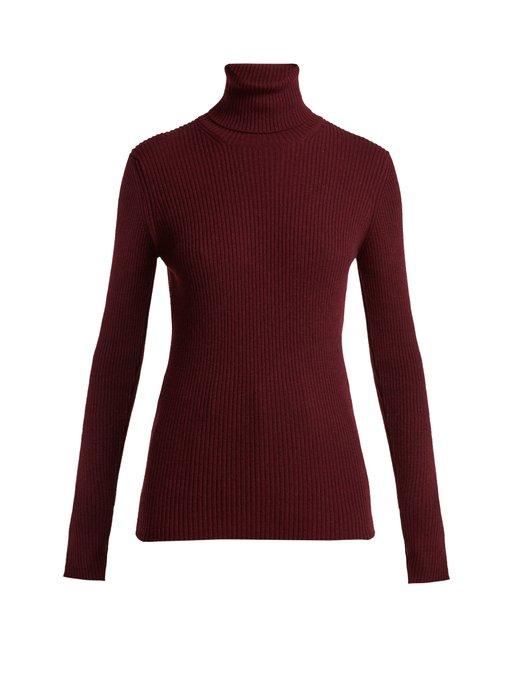burgundy roll neck jumper womens