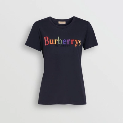 Shop Burberry T-shirt Aus Baumwolle Mit Vintage-logo In Navy
