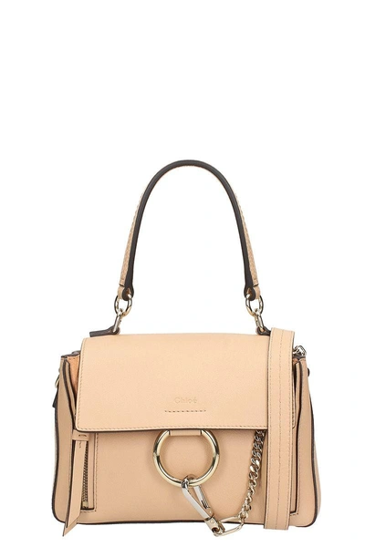 Shop Chloé Faye Day Small Pink Leather Shoulder Bag In Powder