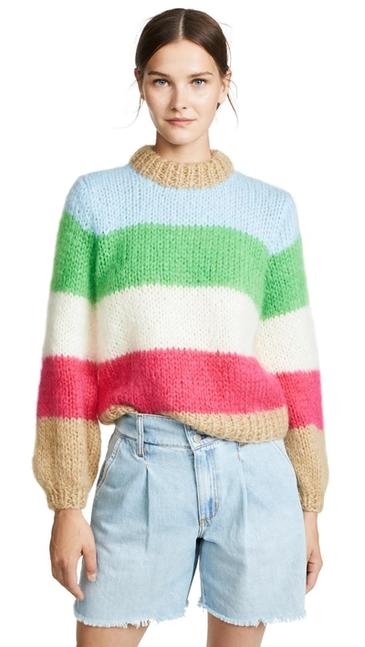 Shop Ganni Juliad Striped Sweater In Block Colour