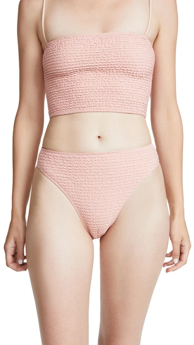 Shop Same Swim The Cindy High Rise Bottoms In Textured Blush