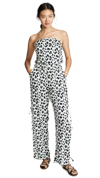 Shop Tiare Hawaii Osaka Jumpsuit In Animal Off White/black/grey