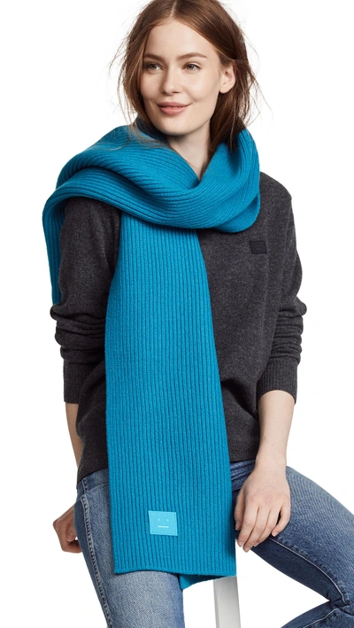 Shop Acne Studios Bansy N Face Scarf In Teal Blue