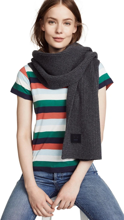 Shop Acne Studios Bansy N Face Scarf In Charcoal Melange