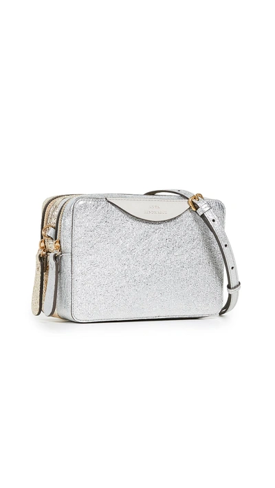 Shop Anya Hindmarch Stack Double Wallet On Strap In Light Gold/silver