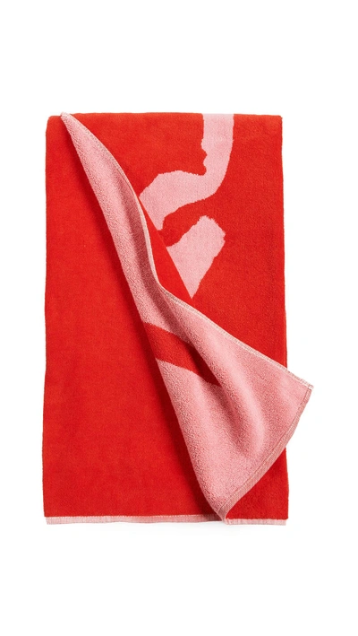 Shop Kenzo Signature Beach Towel In Medium Red