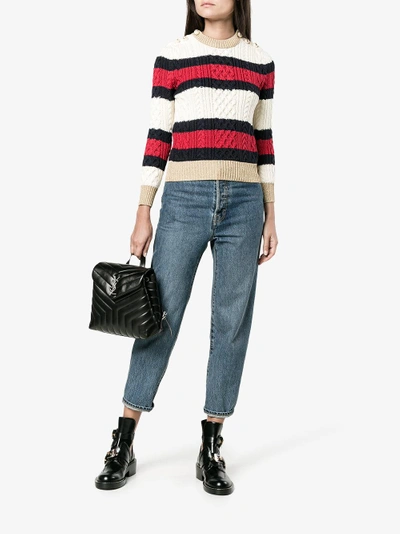 Shop Gucci Striped Knit Top In Multicolour