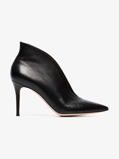 Shop Gianvito Rossi Black Vania 85 Leather Ankle Boots