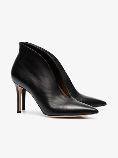 Shop Gianvito Rossi Black Vania 85 Leather Ankle Boots