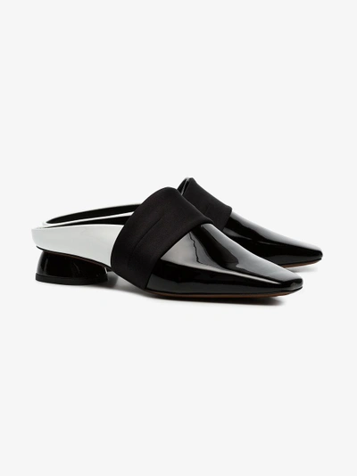 Shop Neous Black And White Zygo 15 Patent Leather Flat Loafers