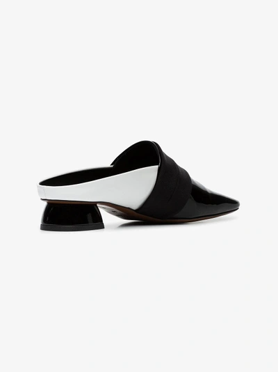 Shop Neous Black And White Zygo 15 Patent Leather Flat Loafers