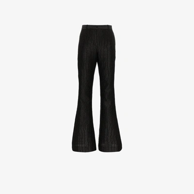 Shop Versace Mock Croc Silk Jacquard Trousers In Black