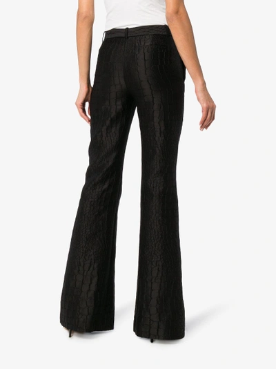 Shop Versace Mock Croc Silk Jacquard Trousers In Black