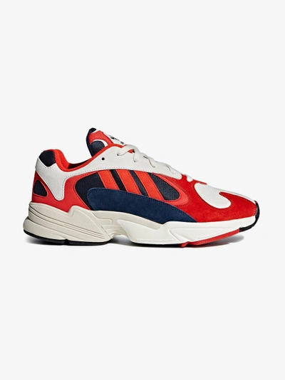 Shop Adidas Originals Adidas Red, White And Black Yung 1 Suede Leather And Cotton Sneakers