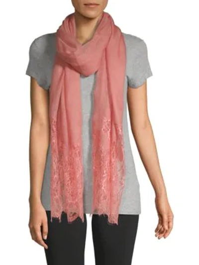 Shop Valentino Floral Lace-trimmed Stole In Melograno