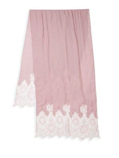 Shop Valentino Floral Lace-trimmed Stole In Melograno