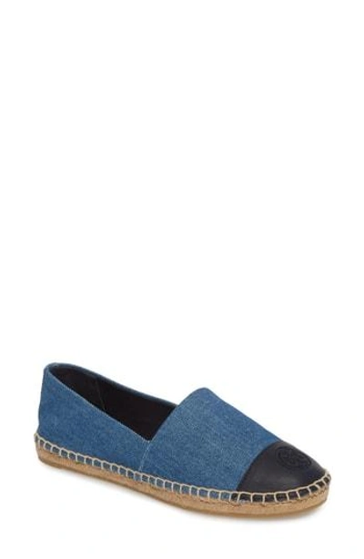 Shop Tory Burch Colorblock Espadrille Flat In Denim Chambray/ Navy