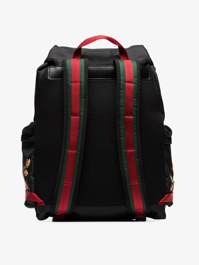 Shop Gucci Black Tiger Embroidered Backpack