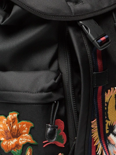 Gucci Black Tiger Embroidered Backpack