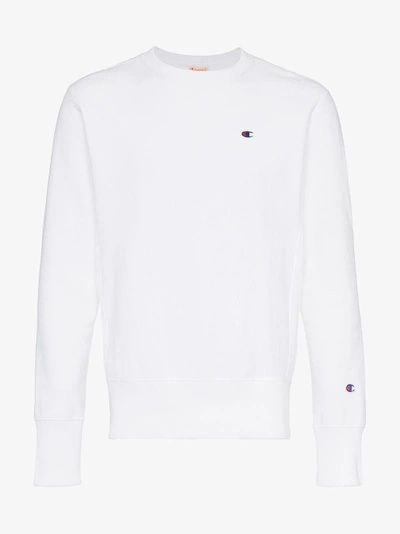 Shop Champion White  Reverse Weave Terry Cotton Sweatshirt