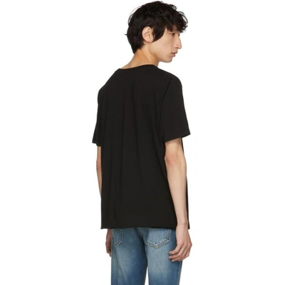 Shop Saint Laurent Black Embroidered Logo T-shirt In 1001 Black