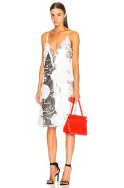 Shop Calvin Klein 205w39nyc Flower Print Slip Dress In Optic White & Silver