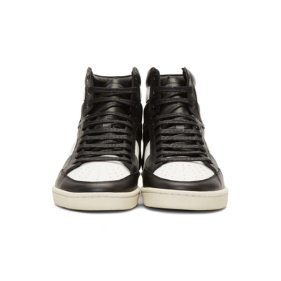 Shop Saint Laurent Black & White Sl/10 High-top Sneakers