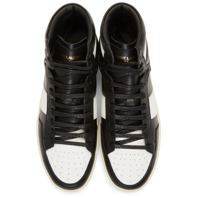 Shop Saint Laurent Black & White Sl/10 High-top Sneakers