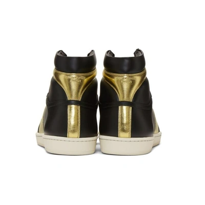 Shop Saint Laurent Black And Gold Sl/10 High-top Sneakers In 1080 Blkgld